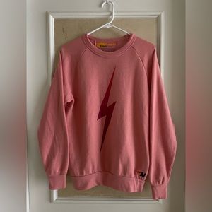 Pink Ombré Lightning Bolt Aviator Nation Crewneck Sweatshirt Size Small